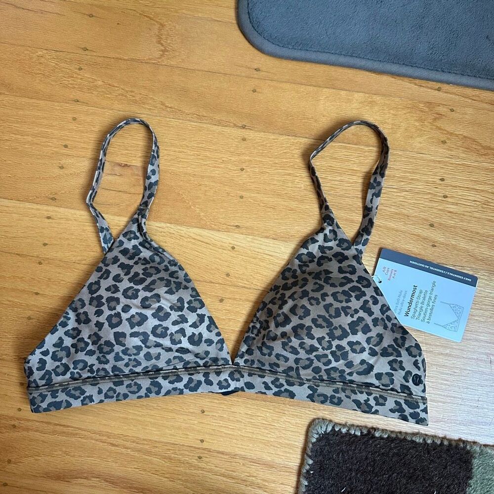 NWT L Wundermost Ultra Soft Nulu Triangle Bralette Lululemon Leopard Mini Brown
